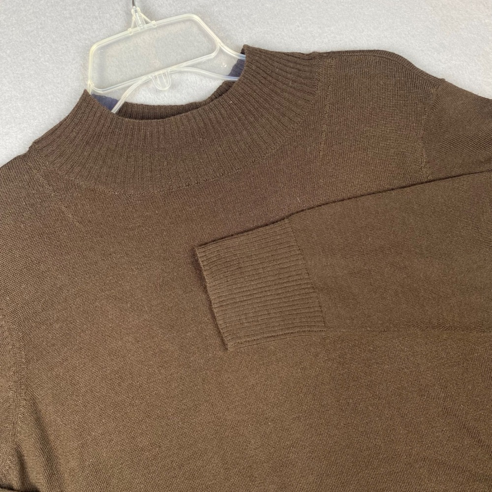 Relativity Brown Wool Blend Mock Neck Sweater Plus Size 1X Long Sleeve Knit